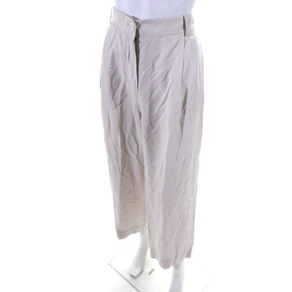 R Label The Reset Womens Pleated High-Rise Straight Leg Pants Beige Size XL - Picture 2 of 6